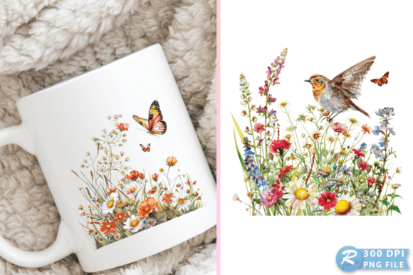 Wildflowers with Winged Animal Clipart Review